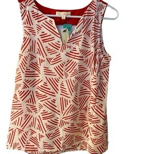 Creative Commune Kuzetsova Split Neck red and white pattern tank size Small NWT
